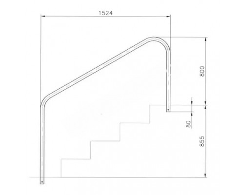 Поручень для римской лестницы для бассейна 1524мм, AISI-316 (2 шт.)