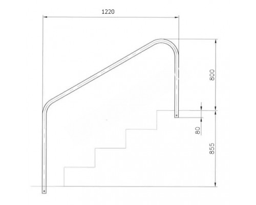 Поручень для римской лестницы дл.1220мм AISI-316 для бассейна