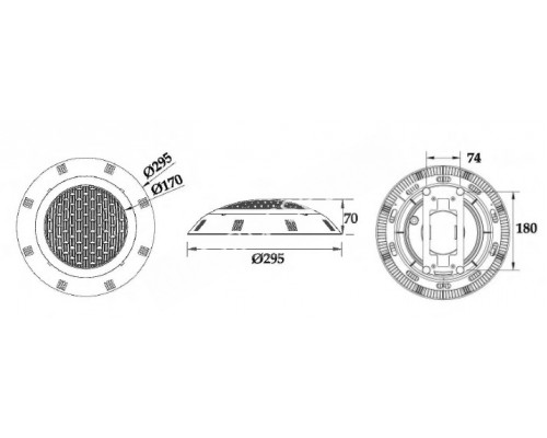 Светильник W604, LED, белый холодный, накладной, бетон, 25Вт для бассейна