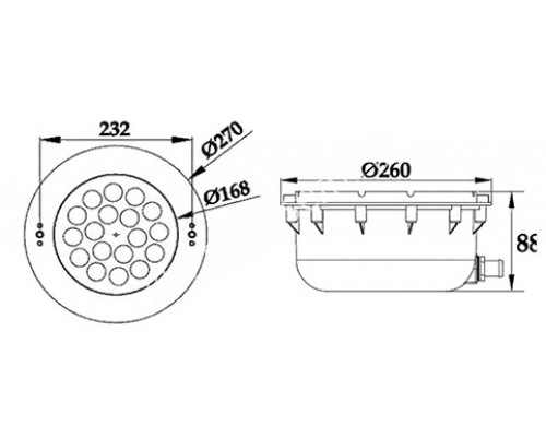 Светильник N607V, LED, белый холодный, встраиваемый для бассейна