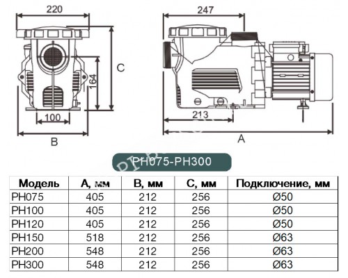 Насос PH, 16,9 м³/час, 220В POOL KING /PH150/ для бассейна