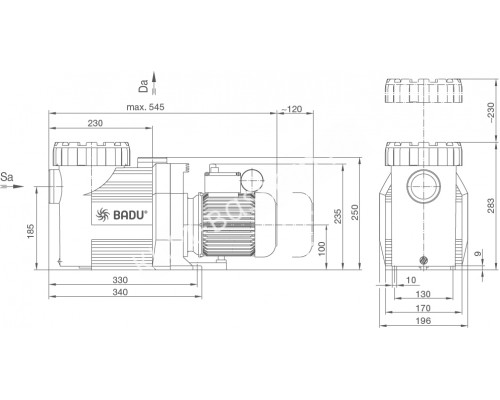 Насос BADU Prime 15 с префильтром для бассейна, 15 м³/ч, 220В