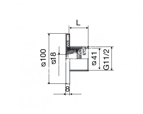 Форсунка стеновая O 100 (плитка) G1?(наруж.)нерж. ст. AISI-316 и RG-бронза