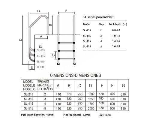 Лестница 3 ступени (ш.б.) Mayer Schwimmbad STANDART SL-315 для бассейна