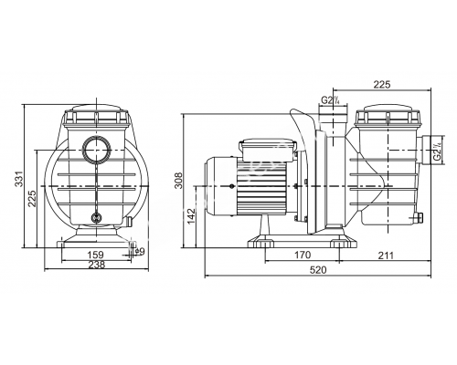 Насос (1,5кВт 220B 25,5 м3/ч h 8м в.ст.) Mayer Schwimmbad LX SGM200 для бассейна