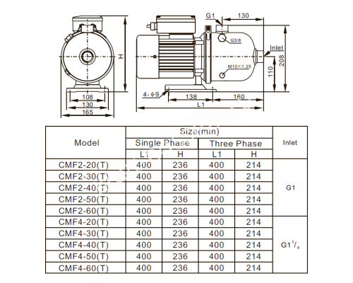 Станция насосная (0,75кВт 220B 4 м3/ч h 30м в.ст. 24л) Mayer Schwimmbad LX ACMF4-40-H24