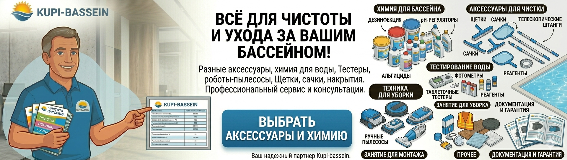 Аксессуары и химия для бассейна