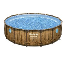 Каркасный бассейн Bestway Steel Дерево 56725 (488х122 см) с картриджным фильтром, лестницей и тентом