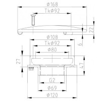 Донный слив Fitstar 2005020 ВР 2", 168 мм