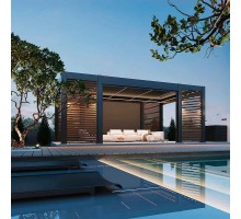 Пергола Aquaviva Элит Отдельностоящая (ламели с электроприводом) 3.6X6.57м RAL 7015