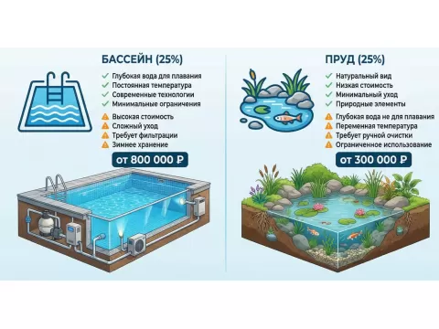 Бассейн или пруд: что лучше для вашего участка в 2026 году?