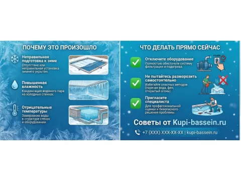 Бассейн замерз зимой в стенках: что делать? Пошаговый план спасения