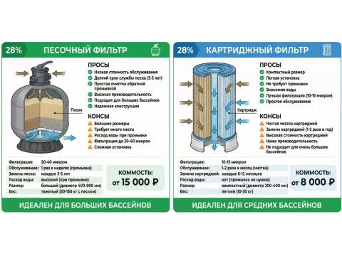 Фильтр для бассейна: как выбрать песочный или картриджный | Купить в Москве
