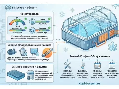 Обслуживание бассейна в СПА-комплексе зимой: полное руководство по уходу и эксплуатации в Москве