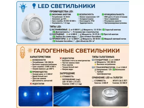 Освещение в бассейне: полный гайд по выбору прожекторов и ламп от экспертов