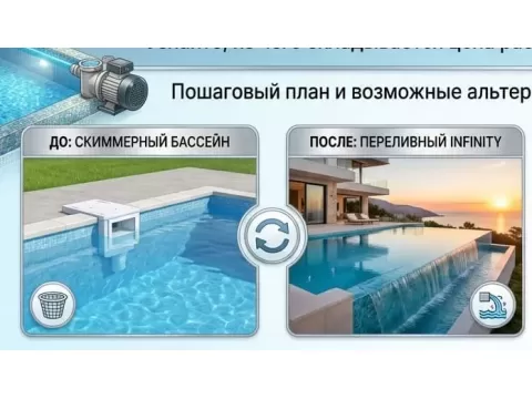 Переделка скиммерного бассейна в переливной: стоимость и реальность