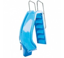 Горка Curved Slide с поворотом вправо, выс 1,78м., поручни из алюм., цвет синий, Astralpool