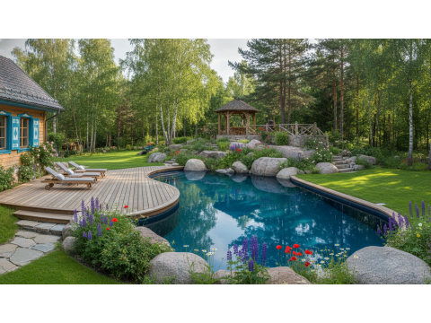 Как вписать бассейн в ландшафтный дизайн: 50 лучших идей