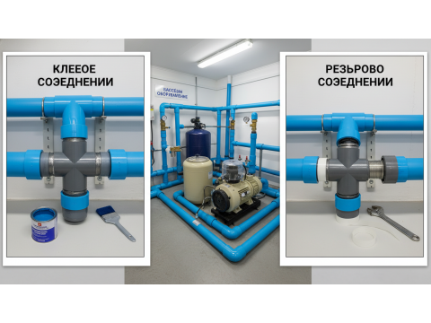 Трубы ПВХ для бассейна: клеевые vs резьбовые соединения (где текут чаще)