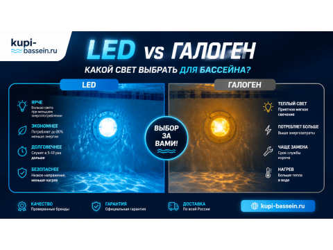 LED или галоген для бассейна: что выгоднее, сравнение и выбор