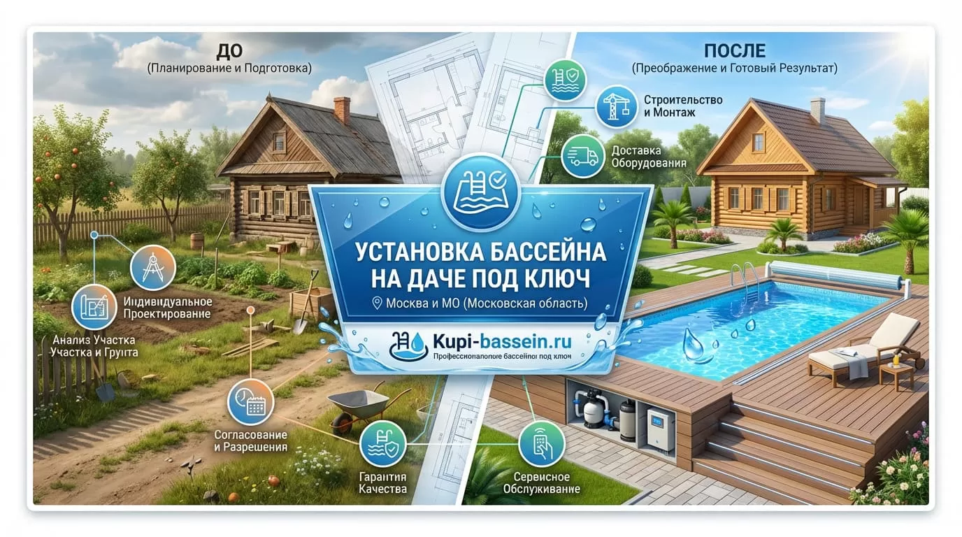 Установка бассейна на даче под ключ в Москве и МО | Kupi-bassein.ru