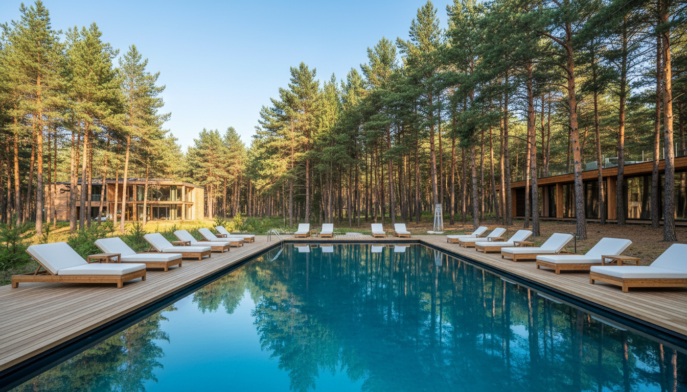 Les Art Resort бассейн с морской водой среди хвойного леса Рузский район Подмосковье