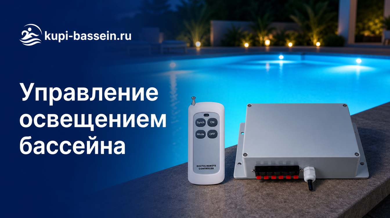 Управление освещением бассейна: контроллер, трансформатор, пульт