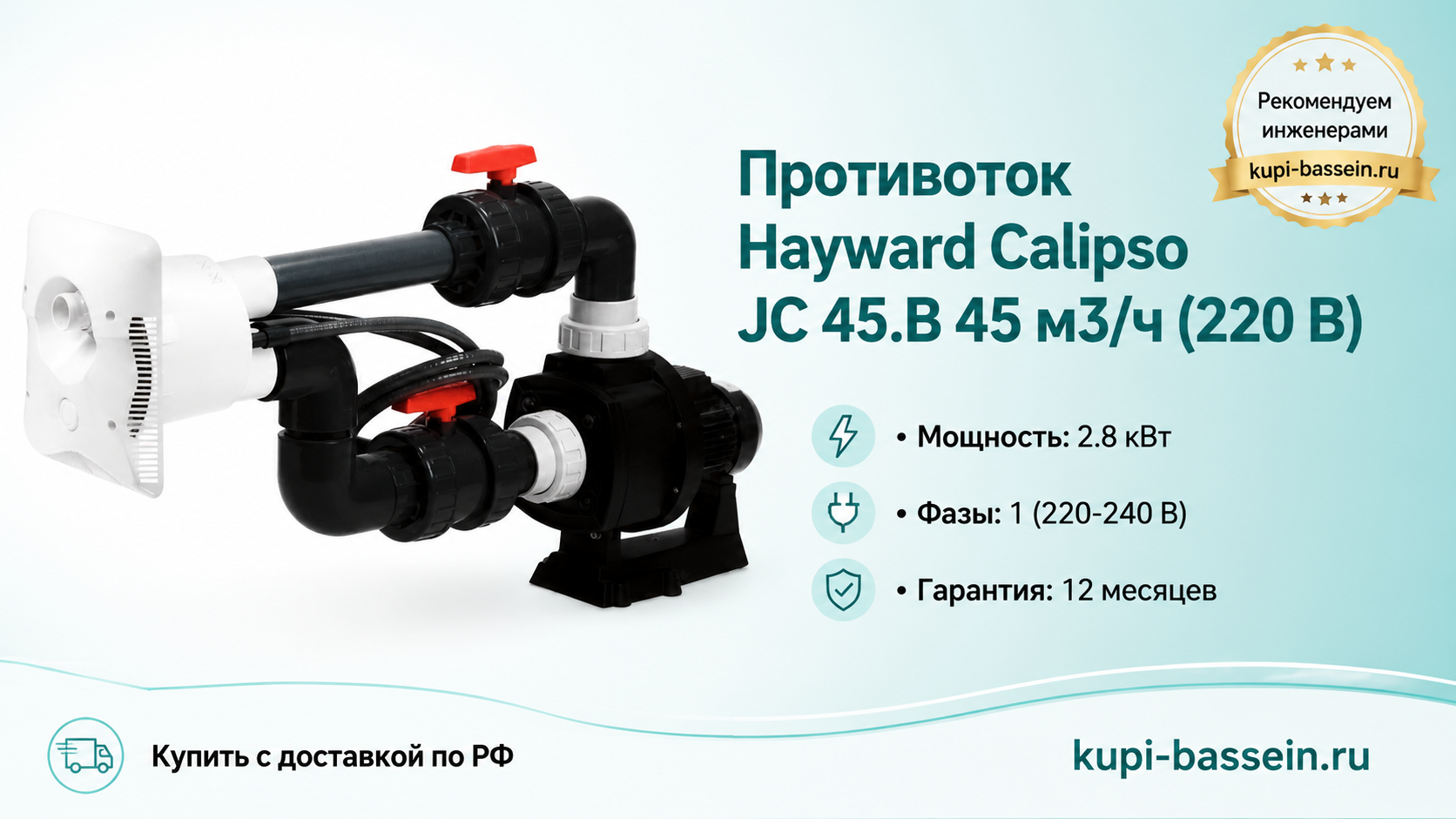 Противоток Hayward Calipso JC 45.B 45 м3/ч (220 В) - kupi-bassein.ru